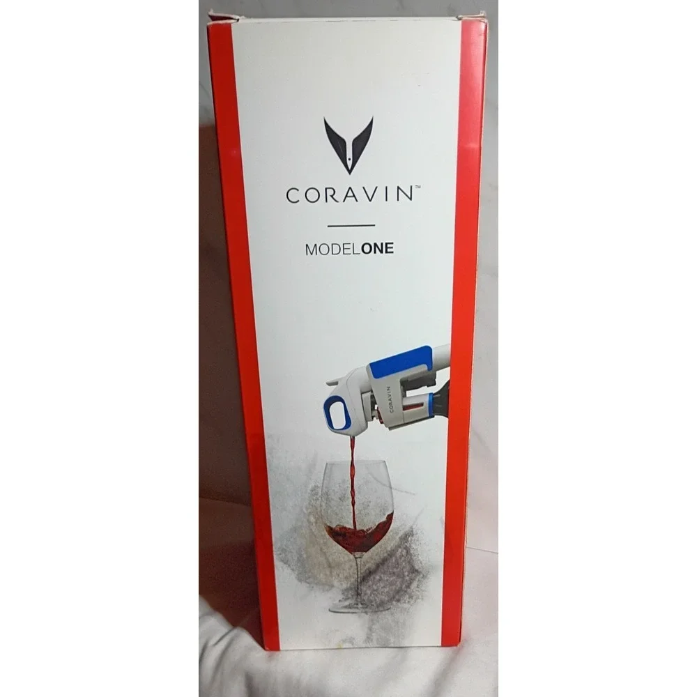 Coravin Model One Wine Preservation System White Blue with 2 Argon Capsules